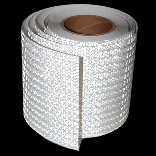 White Reflective Tape Outdoor Waterproof 6 inch, High Visibility Hazard Conspicuity Safety Industrial Marking Tape (66 feet)