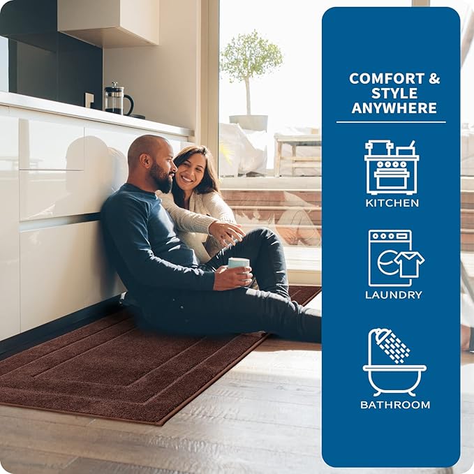 PURRUGS Machine Washable Kitchen Runner Rug 32" x 70", Non-Slip/Skid Hallway Runner Rug, Super Absorbent Soft Area Rug for Kitchen, Hallway & Laundry, Rolled Packaging, Brown