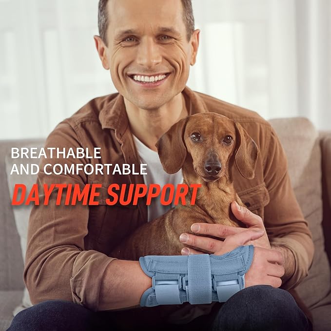 FEATOL Wrist Brace Carpal Tunnel for Women Men, Adjustable Night Sleep Support Brace with Splints Left Hand, Large/X-Large