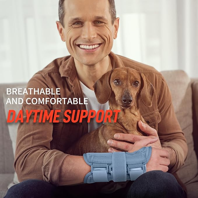 FEATOL Wrist Brace Carpal Tunnel for Women Men, Adjustable Night Sleep Support Brace with Splints Right Hand, Large/X-Large
