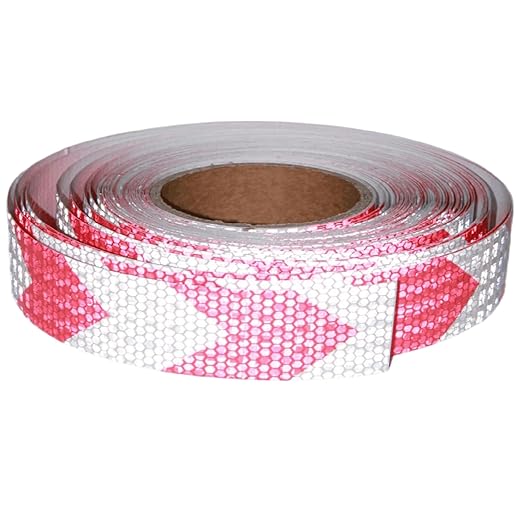 Red and White Reflective Tape Outdoor Waterproof 1 inch X 166 feet, High Visibility Hazard Conspicuity Industrial Marking Tape