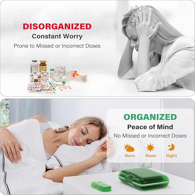 Weekly Pill Organizer 3X a Day, 7 Day Pill Box 3 Times, Portable for Travel Pill Case for Pills/Vitamin/Fish Oil/Medication/Supplements (3x7 Green)