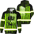 US Flag High Visibility Hoodie for Men Reflective Hoodie Safety Workwear for Worker Runner Patriotic ACC02