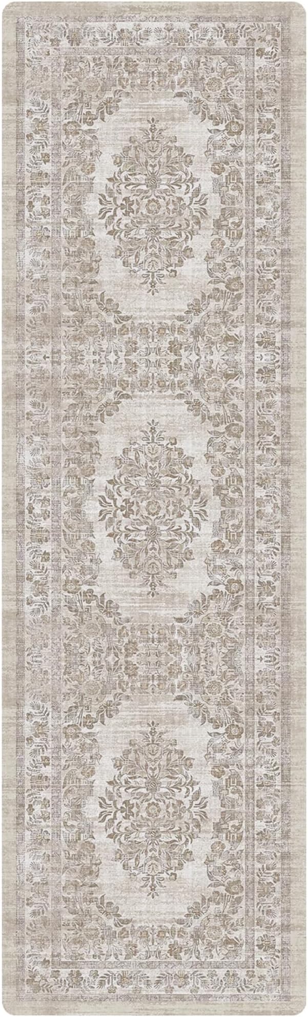 Color&Geometry Anti Fatigue Kitchen Mats for Floor 24x87, Vintage Decor, Easy Clean, Waterproof & Oil Proof, 0.4" Thick Cushioned, Non-Slip Kitchen Runner Rug for Sink, Laundry, Office, Khaki