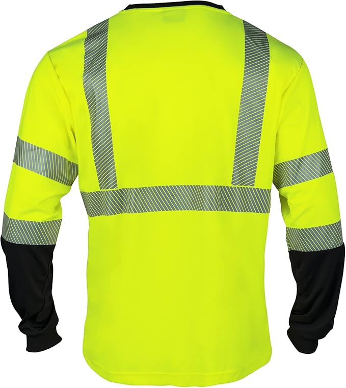 VENDACE 3pcs Safety Reflective Hi Vis Long Sleeve Shirts for Men ANSI Class 3 High Visibility Construction Work T Shirts (Yellow,2XL)