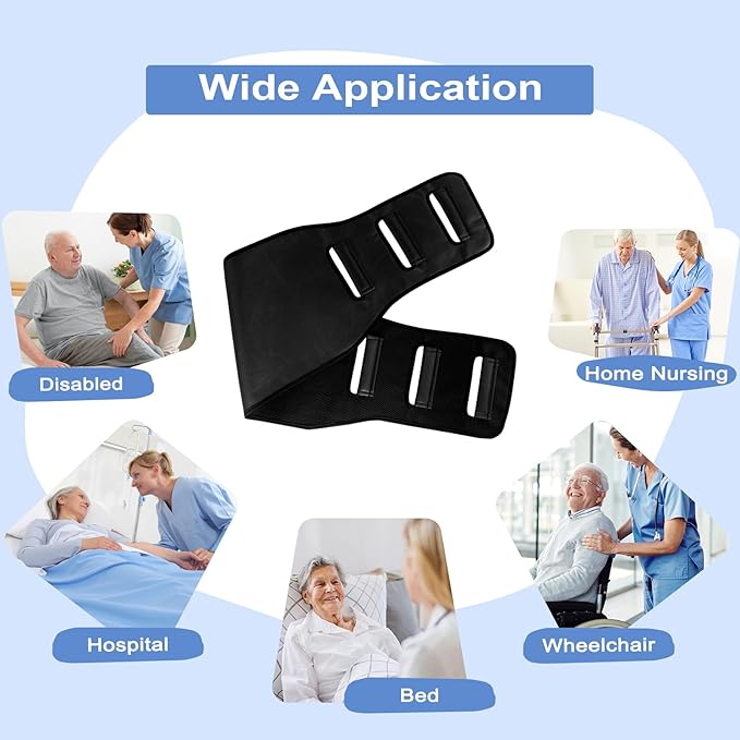 Transfer Belt Transfer Sling - Padded Gait Belt - Heavy Duty Patient Lift, Mobility Standing and Lifting Aid for Disabled, Elderly, Injured - Safely Move from Bed and Wheelchair(Black)