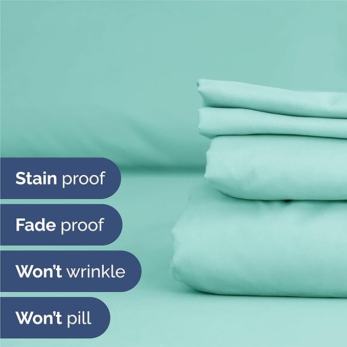 King 6 Piece Sheet Set - Cooling & Breathable Bed Sheets - Hotel Luxury Bed Sheets for Women, Men, Kids & Teens - Comfy Bedding w/Deep Pockets & Easy Fit - Soft & Wrinkle Free - King Spa Blue Sheets