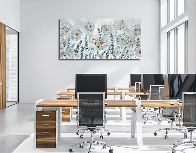 VEAEE Farmhouse Canvas Wall Art - Flowers Dandelion Wall Pictures,Living Room Decor,Nature Artwork Prints Abstract Grass Paintings for Bedroom Home Office Decoration 29"x58"