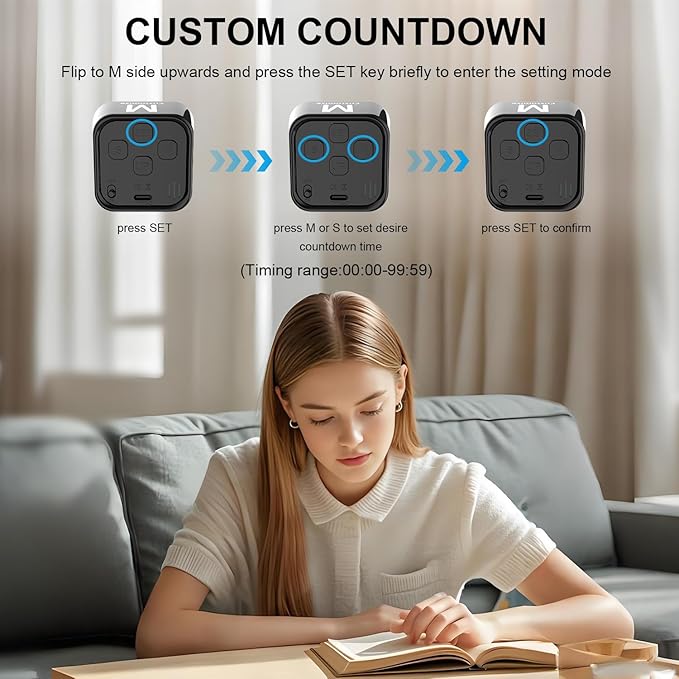 Rotating Visual Pomodoro Timer 5, 25, 10, 50 Min Custom Countdown, Rechargeable Cube Desk Productivity Flip Timer with Detachable Silicone Case, Ideal for ADHD Tool Study Work School (Green)