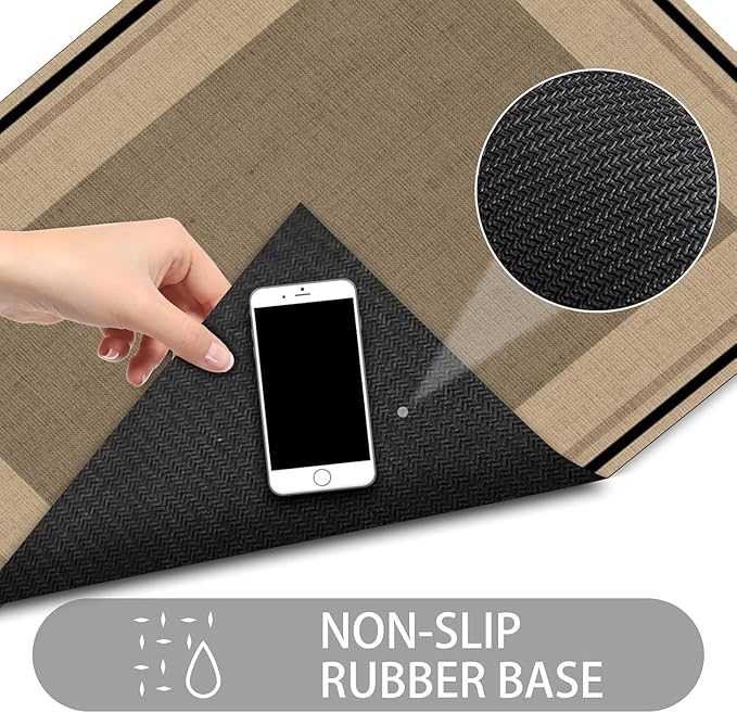 Ultra Thin Door Mat Indoor Entrance, 1/10 in Thin Door Mats for Inside Entry, Non-Slip Rubber Backing Washable Doormat, Fade Resistant, Absorbent, Low Profile Dirt Trapper, 35"X24"