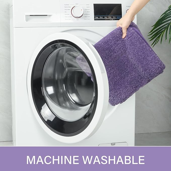 LOCHAS Bathroom Rug Set Purple, Soft Bath Rug Set 2 Piece Set, Toilet Mat U-Shaped 20x20 and 34x20 Bath Rugs, Quickly Dry Mats for Bathroom, Tub, Washable, Super Absorbent Floor Mat