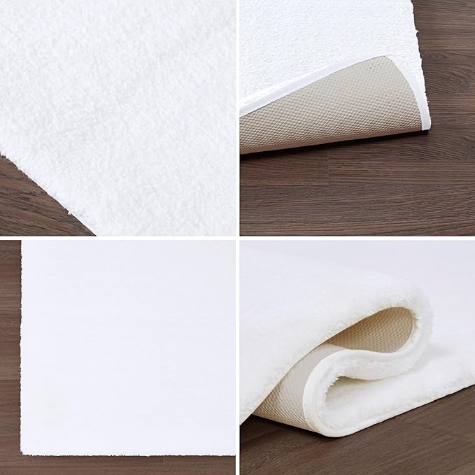 Madison Park Signature Marshmallow Bathroom Rug Non Slip, Luxrurious Plush Bath Mat, Absorbent, Quick Dry, Spa Design Bath Room Décor, 24x40, White