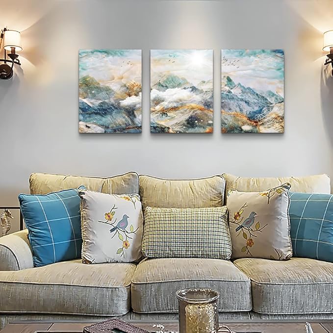 DZRWUBHS Abstract Wall Art For Living Room Bedroom Wall Decor Abstract Mountain Landscape Painting Canvas Art Prints Room Decor Pictures Artwork Office Wall Decorations Farmhouse Home Decor 3 Piece