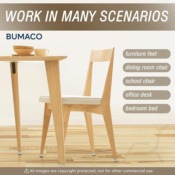 BUMACO Chair Leg Floor Protectors Square Chair Leg Protectors for Hardwood Floors Silicone Pads Covers to Protect Floors Clear-20 Pcs Square XL (1-5/8" to 2")