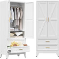 COFaR 71 Farmhouse Metal Wardrobe Closet with Hanging Rod