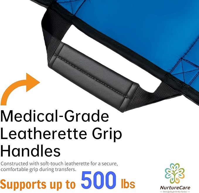 Upgraded 3-Layer Comfort Positioning Bed Pad with Handles Washable Waterproof Transfer Board for Turning Moving Patient Inconvenience Care Transfer Sheet, 60"x40", Extra Large, Mist Gray