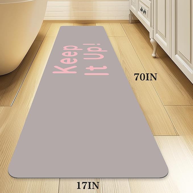 Bath Mat - Super Absorbent Non Slip Quick Dry Thin Rubber Mats for Bathroom Floor, Fit Under Door, Shower Rug for Bathtub, Beige
