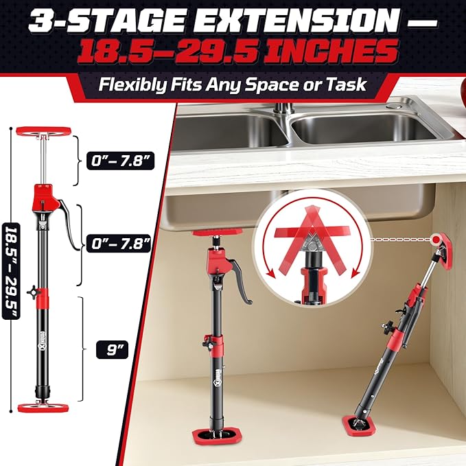 XINQIAO Cabinet Jacks for Installing Cabinets, Heavy Duty Third Hand Tools Adjustable Support Pole from 18.5 IN to 29.5 IN, 4 PCS