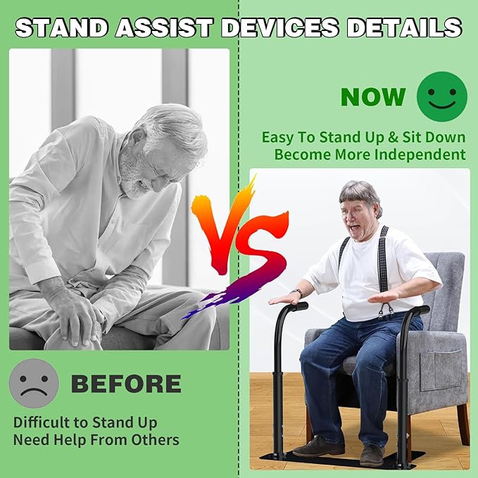 Heavy Duty Couch Stand Assist, Height & Width Adjustable Standing aid & Support Device, Chair/Sofa Stand Assist for Elderly Mobility & Daily Living Sit to Stand(400LBs Loading, Black)