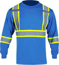 FONIRRA Hi Vis Shirts for Men Reflective ANSI Class 2 Safety Long Sleeve High Visibility Work Construction T Shirts Blue
