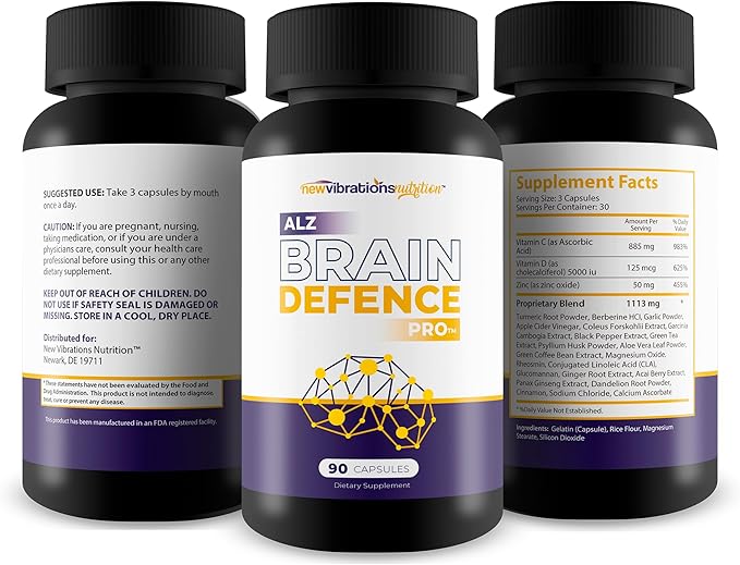 ALZ Brain Defence Pro - Our Best Advanced Memory Formula - Turmeric Memory and Brain Memory Support Supplement - Brain Booster Supplement for Focus Memory Clarity Energy - Memory Pills