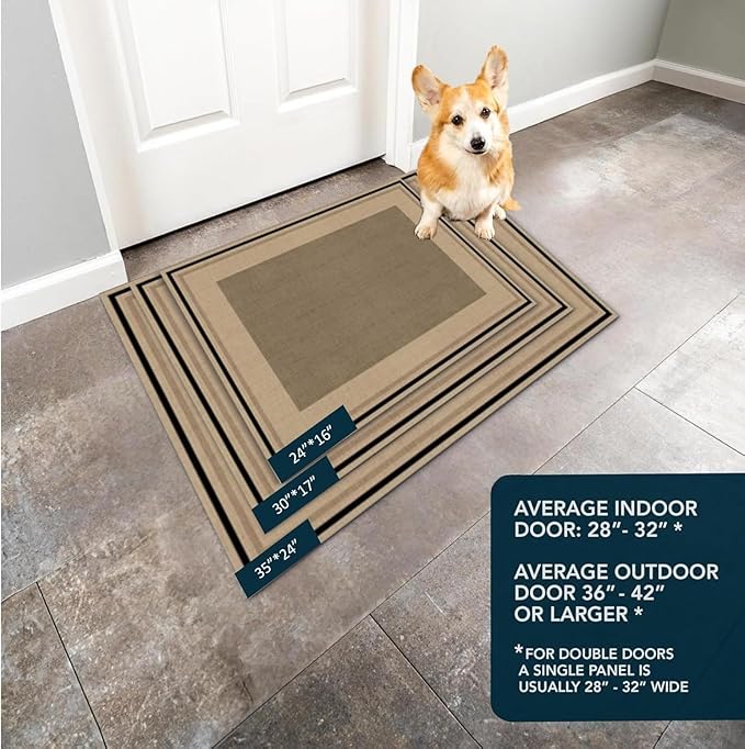 Ultra Thin Door Mat Indoor Entrance, 1/10 in Thin Door Mats for Inside Entry, Non-Slip Rubber Backing Washable Doormat, Fade Resistant, Absorbent, Low Profile Dirt Trapper, 35"X24"