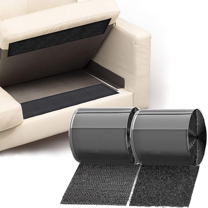 TEUVO 11cm(4.3") X 6M(19.7FT) Non Slip Couch Cushion Grips Holders Mattress Pads Strips Keep Mattress Bed Sheet Sofa Couch Cushion from Sliding Self Adhesive Hook and Loop Tape for Mattress Furniture