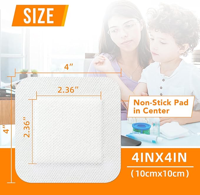 [4''x4''-30count] Carbou Island Dressing Bordered Gauze Sterile Individually Wrapped Gauze Pads,Highly Absorbent Adhesive Dressing Pad,Soft and Breathable Wound Dressing for Wound Care