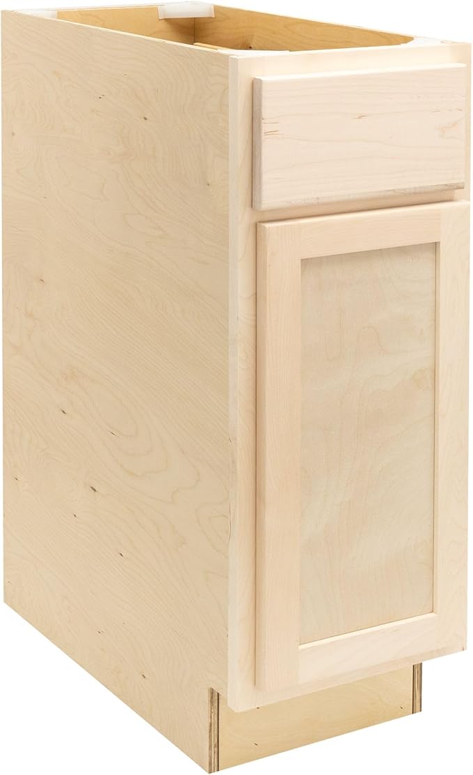 Quicklock RTA (Ready-to-Assemble) | Base Kitchen Cabinets - Shaker Style | Made in America (Raw Maple, 12" Wx34.5 Hx24 D Base)