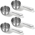 4 Pcs 1/4 Cup Measuring Cups, 1/4 Cup Scoop, 60ml 2oz Stainless Steel Measuring Cups Kitchen Gadgets Metal Measure Scoop for Cooking & Baking, Dishwasher Safe