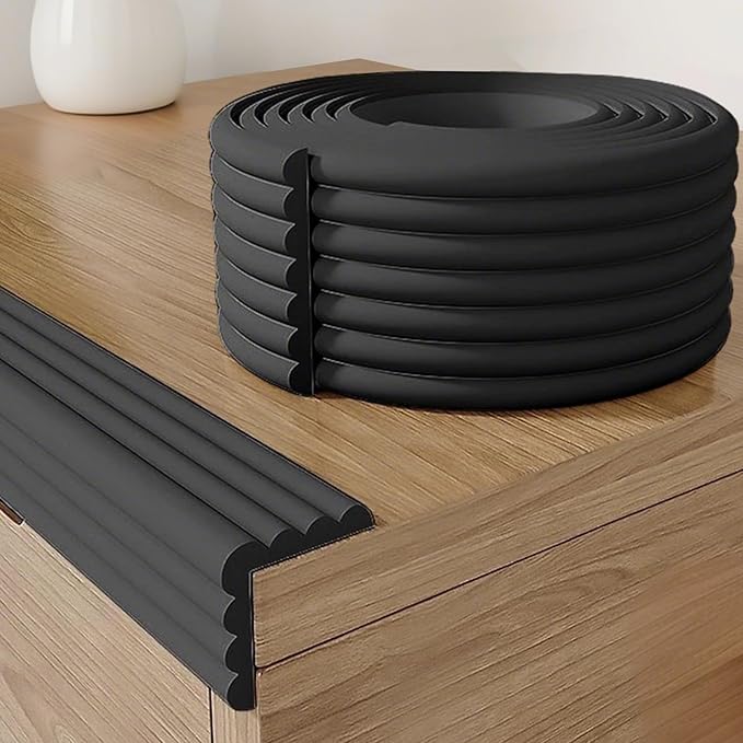 Baby Corner Guards 6.56FT - Ultra Soft Sponge Edge & Corner Protectors,Desk Edge Cushion,for Furniture, Table, Fireplace - Safety Bumper with Strong Adhesive Tape, Black,3.15 Inch Wide