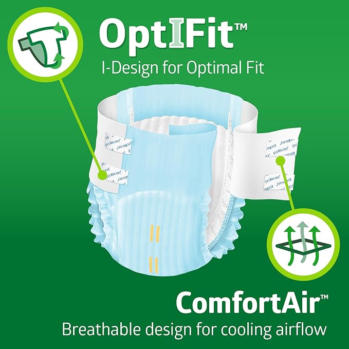 FitRight Extra+ Adult Diapers, Disposable Incontinence Briefs, Leak-Proof Diaper, Absorbent Briefs for Men and Women, Maximum Protection, Large, 44 – 56 in, 20 Briefs per Bag