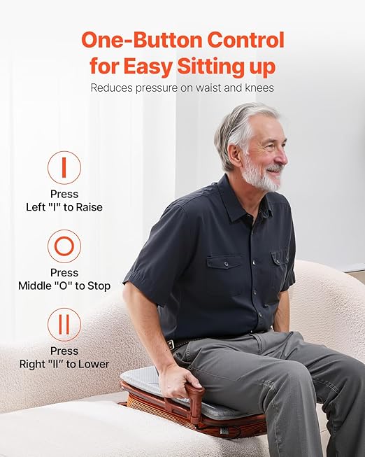 VEVOR Electric Seat Assist Lifting Cushion, 200lb Capacity, up to 34° Chair Lift Assist Device, with One-Button Control & Dual Power Options, Portable Lifting Seat with Carry Handle, for Sofa Bed Car