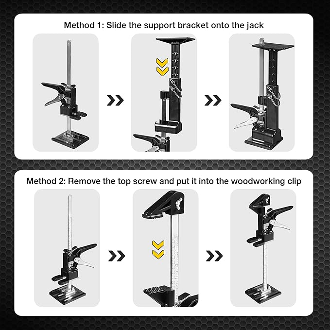 YELLOW JACKET Cabinet Jacks 2 Pack for Installing Cabinets, Labor Saving Arm Jack with 360 LBS,0 to 23.4 inches, 3rd Hand Support System, Drywall Lift, Hand Lifting Jack Tool