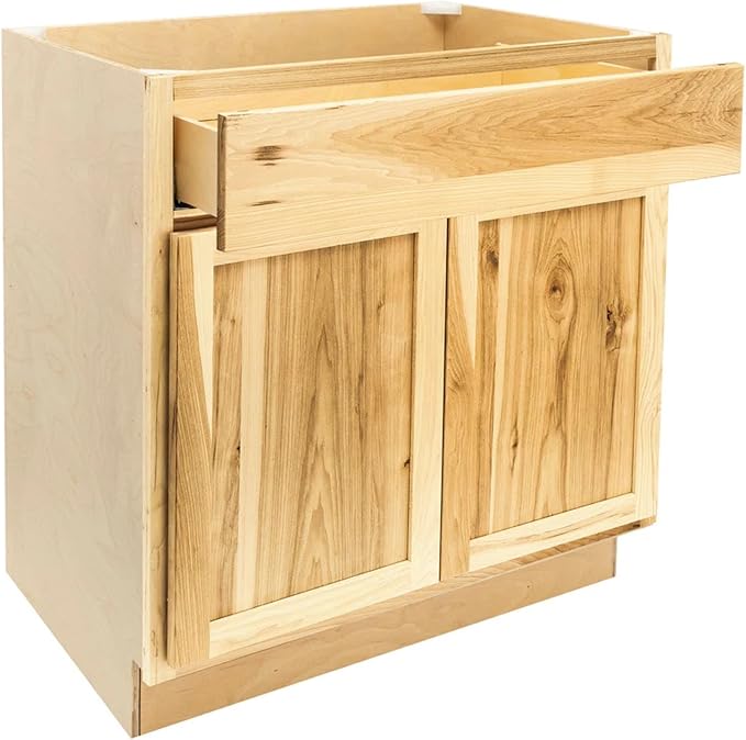 Quicklock RTA (Ready-to-Assemble) | Base Kitchen Cabinets - Shaker Style | Made in America (Rustic Hickory, 27" Wx34.5 Hx24 D Base)