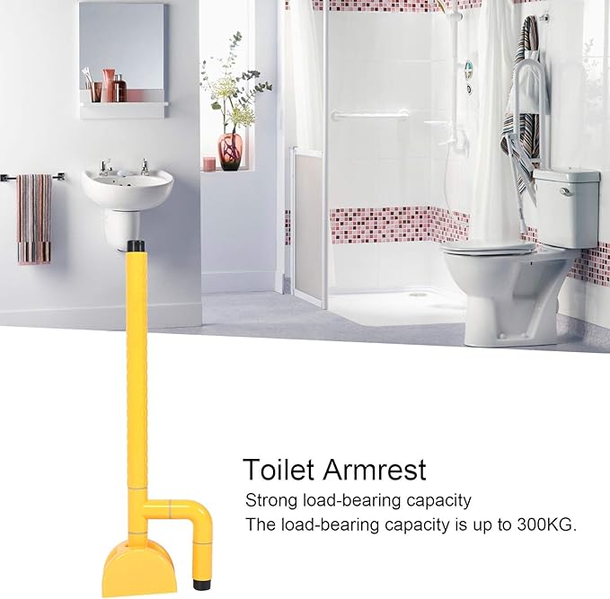 Toilet Handle, Yellow Safety Grab Bar Stainless Steel Toilet Armrest Handrail Handle for Elderly The Disabled