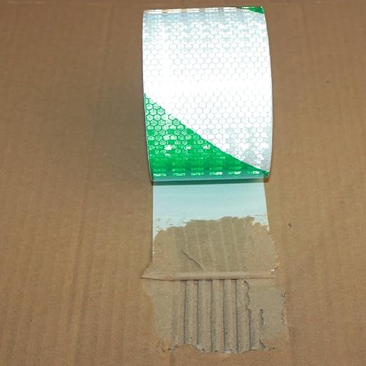 Reflective Tape Green and White 4 inch X 66 feet, Outdoor Waterproof Hazard Conspicuity Warning Industrial Marking Tape