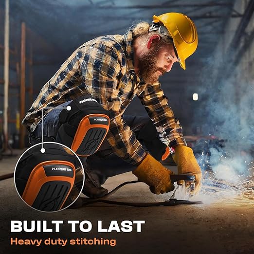 Thunderbolt Knee Pads for Men Construction Knee Pads for Work for Men and Women with Double Gel for Gardening Flooring Roofing Heavy Duty with Extra Thick Foam and Strong Adjustable Non-Slip Straps