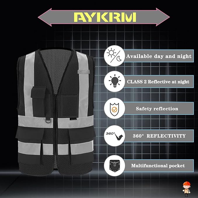 A-SAFETY 6xl 7xl 8xl Mesh black safety vest 6xl 7xl 8xl
