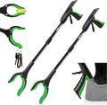 2 Pack 32 inch GrabRunner Folding Reacher Grabber Tool with Strong Magnetic and Swivel Head &Shoehorn (Green Green)