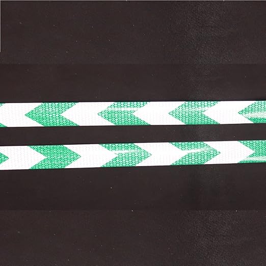 Green and White Reflective Tape Outdoor Waterproof 1 inch X 166 feet, High Visibility Conspicuity Safety Industrial Marking Tape