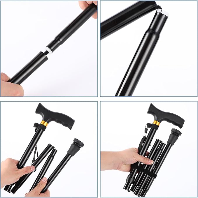 Walking Cane LIXIANG Cane for Man/Woman | Mobility & Daily Living Aids | 5-Level Height Adjustable Walking Stick | Comfortable Plastic T-Handle Portable Walking Stick Folding Cane