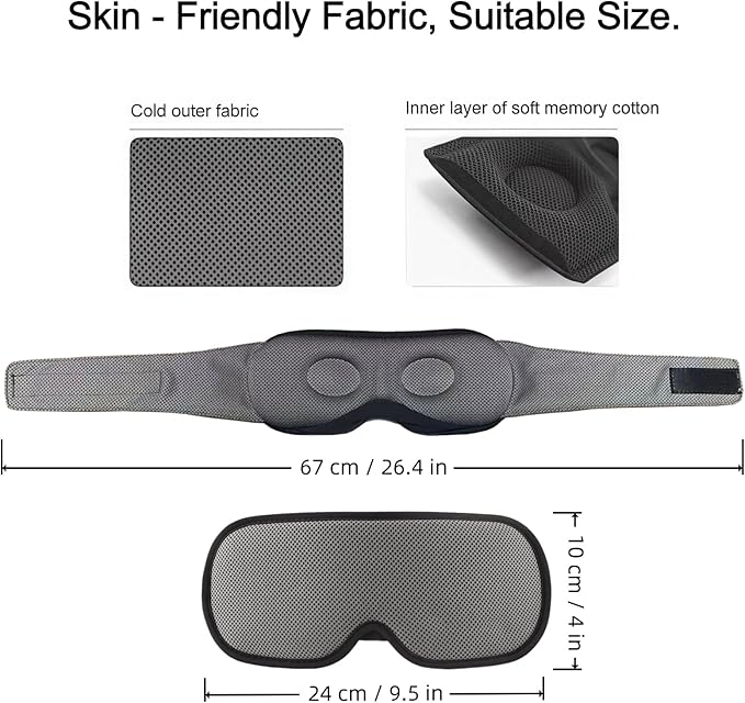 Soft 3D Sleep Mask for Sensitive Skin, Full Light Blocking and Breathable Eye Shade with Adjustable Strap, Comfortable Fit for Night Sleeping, Travel-Friendly with Storage Bag for Men and Women