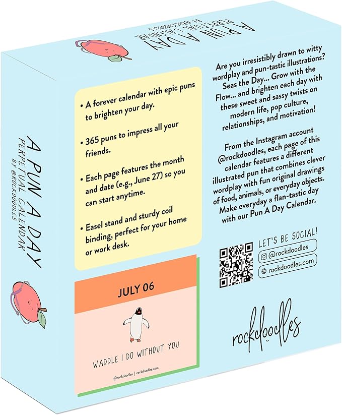 Perpetual Daily Pun Calendar | 365 Hilarious Puns for Home or Office, Wordplay to Brighten, Amuse, and Entertain Every Day of the Year | Great Gift for Pun Lovers, Coworkers, Friends & Family