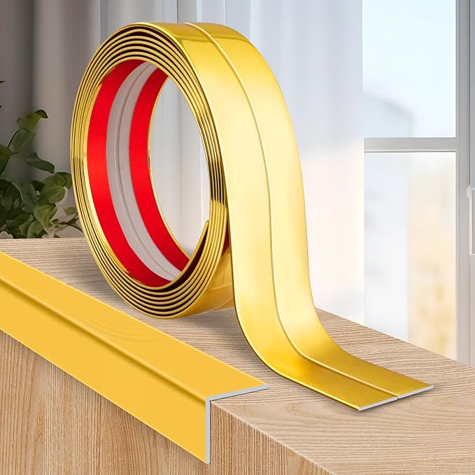 Flexible Wall Corner Protector Moulding Trim Peel and Stick Wall Corner Guards Edge Protector Self Adhesive Molding Trim Strip for Edge Ceiling (Gold, 1.6 in x 40 Ft)