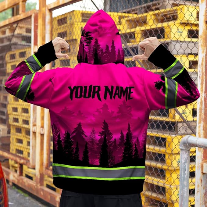 Maddly Hi Vis Reflective Zip Up Hoodie, High Visibility Safety Jacket with Skull Design for runner, worker, trucker, cyclist