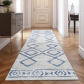 jinchan Hallway Runner Rug 3x7 - Moroccan Kitchen Machine Washable Runner Rug Modern Geometric Soft Faux Wool Ultra-Thin Low-Pile Non-Slip Carpet for Laundry Room Bedroom Farmhouse (3x7ft, Blue)