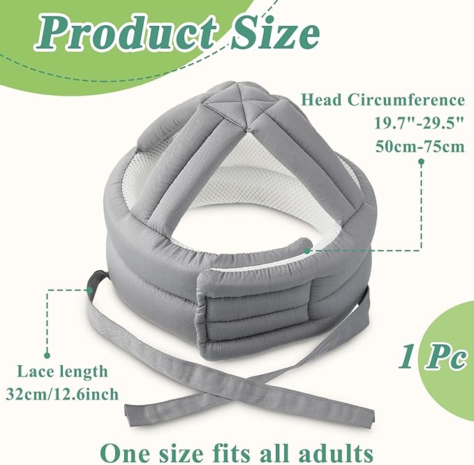 Woanger 1 Pcs Anti Fall Elder Head Safety Helmet for Adults Special Needs Thick Soft Protective Hat Adjustable Seniors Fall Prevention Head Protection Cap Elderly Helmet for Injury Protection (Grey)