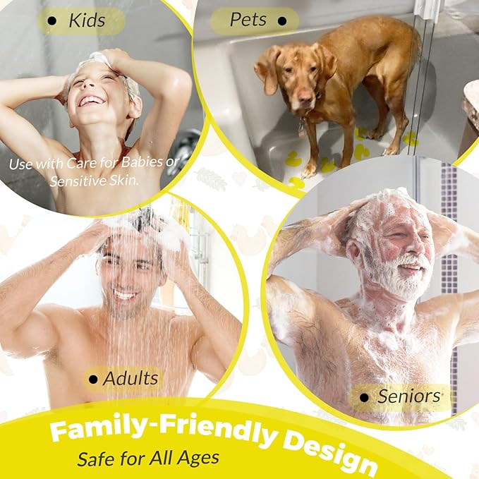 S&X Bathtub Non Slip Stickers for Kids, 12-Pack Cartoon Duck Shower Non Slip Stickers - Comfortable High Grip On Slippery Surfaces