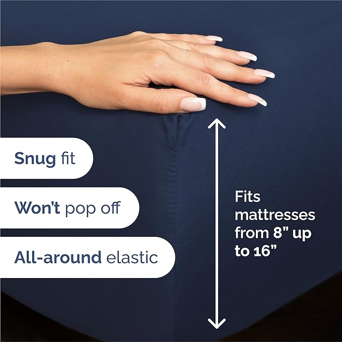 Split King 7 Piece Sheet Set - Cooling & Breathable Bed Sheets - Hotel Luxury Bed Sheets for Women, Men, Kids & Teens - Deep Pockets - Easy Fit - Soft and Wrinkle Free - Split King Navy Blue Sheets